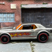 Loose Hot Wheels 1967 Ford Mustang GT Dressed in ZAMAC Bare Metal with Flames