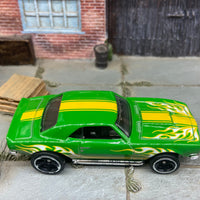 Loose Hot Wheels 1968 Chevy Camaro COPO In Green and Yellow with Flames