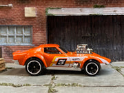 Loose Hot Wheels - 1968 Chevy Corvette Gas Monkey Garage - Orange and White