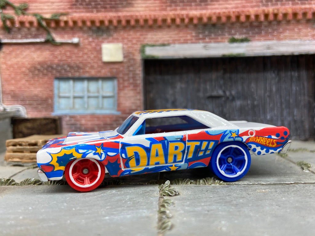 Loose Hot Wheels 1968 Dodge Dart Dressed in White Colorful Dodge Livery