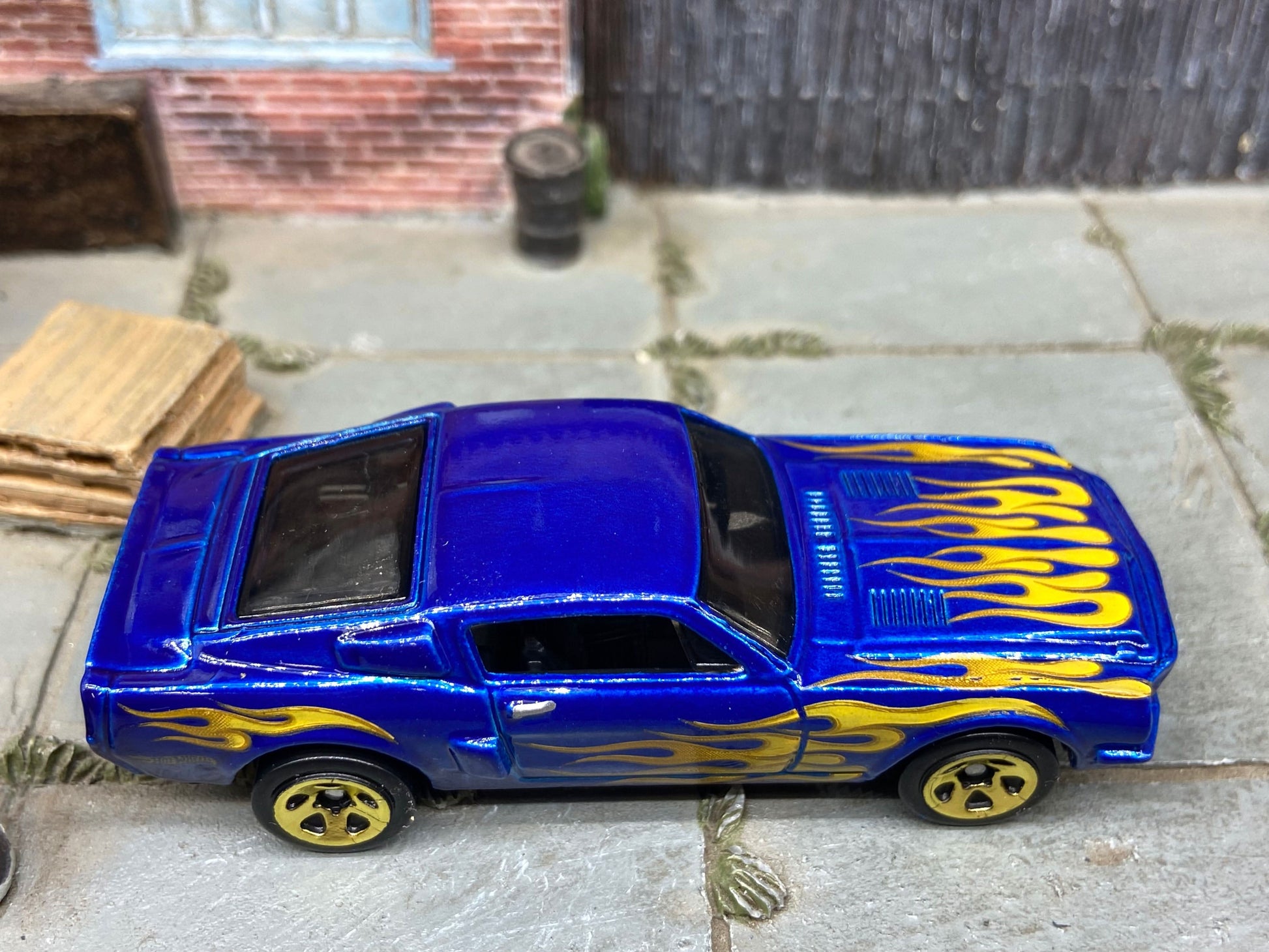 Loose Hot Wheels -1968 Ford Mustang Shelby GT500 - Blue with Flames