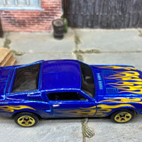 Loose Hot Wheels 1968 Ford Mustang Shelby GT500 Dressed in Blue with Flames