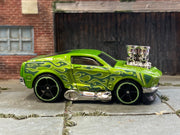 Loose Hot Wheels - 1968 Ford Mustang Toon'd - Geen with Tribal Flames