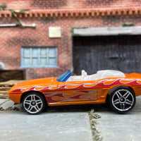 Loose Hot Wheels 1969 Chevy Camaro Convertible In Orange With Flames