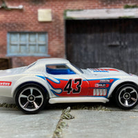 Loose Hot Wheels 1969 Chevy Corvette COPO Dressed in White, Red and Blue #43 with Flames