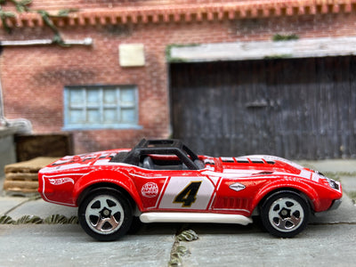 Loose Hot Wheels 1969 Chevy Corvette Racer Dressed in Red and White