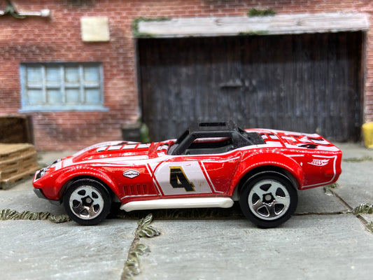 Loose Hot Wheels - 1969 Chevy Corvette Racer - Red and White