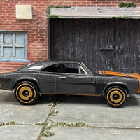 Loose Hot Wheels - 1969 Dodge Charger 500 - Gray and Orange