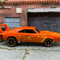 Loose Hot Wheels - 1969 Dodge Charger Daytona - Orange with Flames