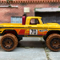 Loose Hot Wheels 1970 Dodge Power Wagon 4x4 Truck In Yellow and Orange