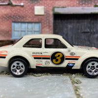 Loose Hot Wheels 1970 Ford Escort RS 1600 Dressed in Off White #3 Gum Ball 3000 Race Livery