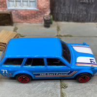 Loose Hot Wheels 1971 Datsun 510 Wagon Dressed in Light Blue Surf Patrol