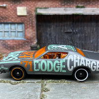 Loose Hot Wheels - 1971 Dodge Charger - Gray Blue and Orange