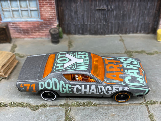 Loose Hot Wheels - 1971 Dodge Charger - Gray Blue and Orange