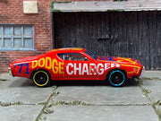 Loose Hot Wheels - 1971 Dodge Charger - Red and Yellow Art Cars