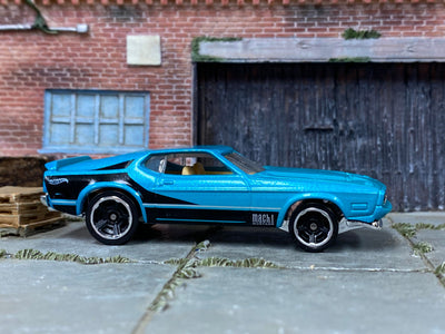 Loose Hot Wheels - 1971 Ford Mustang Mach 1 - Blue and Black