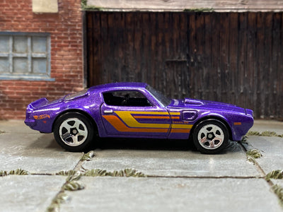 Loose Hot Wheels - 1973 Pontiac Firebird - Purple, Yellow and Oange