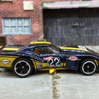 Loose Hot Wheels 1976 Chevy Corvette Greenwood Dressed in Dark Blue and Gold 22