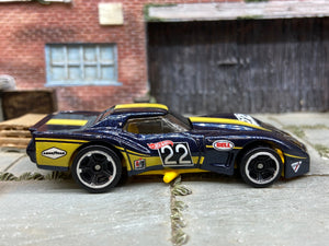 Loose Hot Wheels 1976 Chevy Corvette Greenwood Dressed in Dark Blue and Gold 22