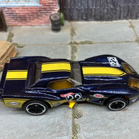 Loose Hot Wheels 1976 Chevy Corvette Greenwood Dressed in Dark Blue and Gold 22