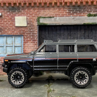 Loose Hot Wheels - 1988 Jeep Wagoneer - Gray, Black and Red