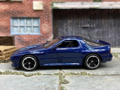 Loose Hot Wheels 1989 Mazda Savanna RX-7 - Dark Blue