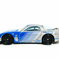 Loose Hot Wheels - 1995 Mazda RX-7 - Blue and Silver Falken Tires