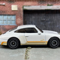 Loose Hot Wheels 1998 Porsche Carrera Dressed in White with Stripes