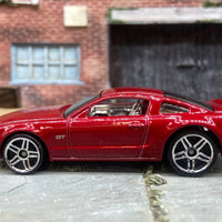 Loose Hot Wheels 2005 Ford Mustang GT Dressed in Dark Red