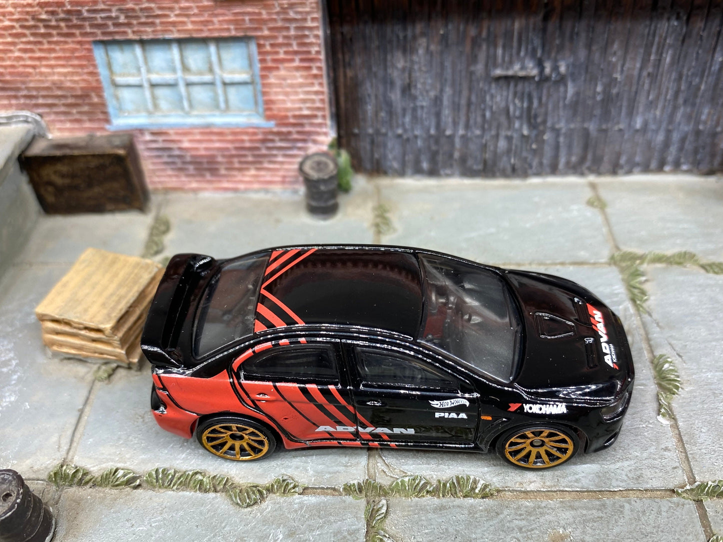 Loose Hot Wheels - 2008 Mitsubishi Lancer Evalution - Advant Black and Red
