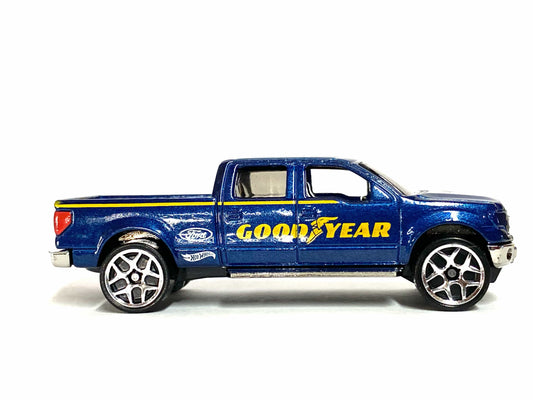 Loose Hot Wheels - 2009 Ford F150 - Blue and Yellow Goodyear Livery