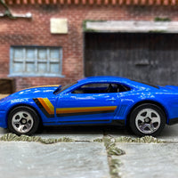 Loose Hot Wheels 2013 Chevy Camaro COPO Drag Car Dressed in Blue, Black, Yellow and Orange