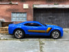 Loose Hot Wheels 2013 Chevy Camaro COPO Drag Car Dressed in Blue, Black, Yellow and Orange