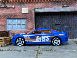 Loose Hot Wheels - 2015 Dodge Charger SRT - EMS Blue, White and Orange