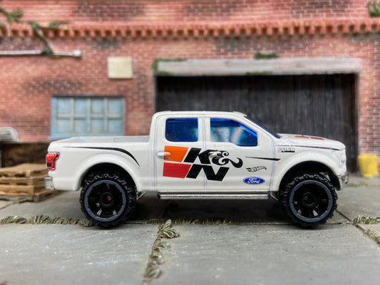 Loose Hot Wheels - 2015 Ford F150 4X4 Truck - White K&N Filters Livery
