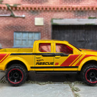 Loose Hot Wheels 2015 Ford F150 4X4 Truck Dressed In Yellow Rescue 3 Livery