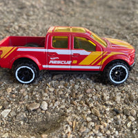 Loose Hot Wheels - 2015 Ford F150 4X4 Truck - Red and Yellow Rescue 3 Livery