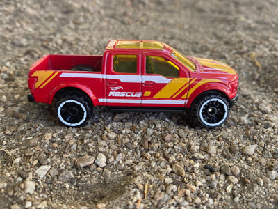 Loose Hot Wheels - 2015 Ford F150 4X4 Truck - Red and Yellow Rescue 3 Livery