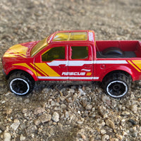 Loose Hot Wheels - 2015 Ford F150 4X4 Truck - Red and Yellow Rescue 3 Livery