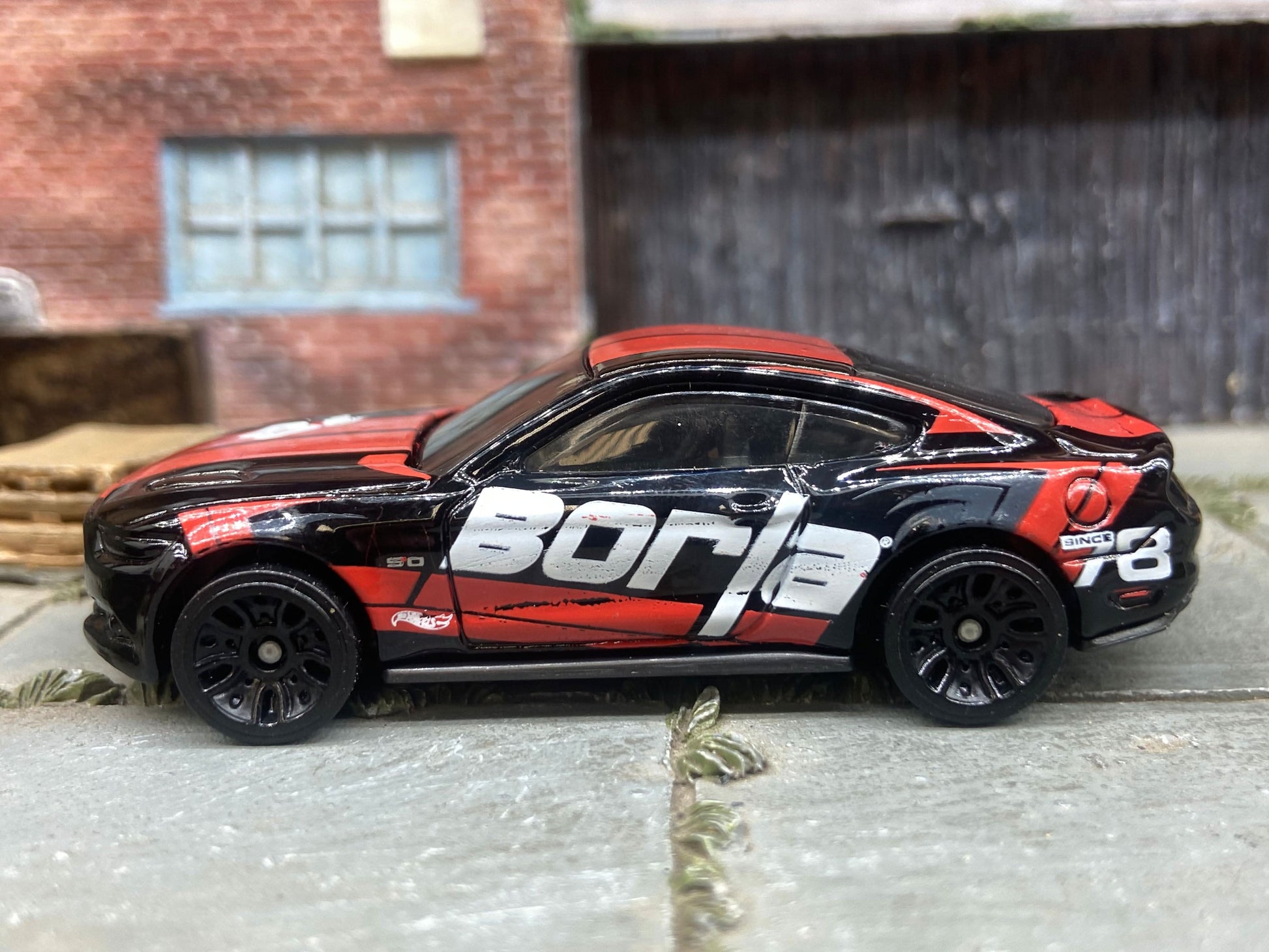 Loose Hot Wheels - 2018 Ford Mustang GT - Black and Red Borla Livery