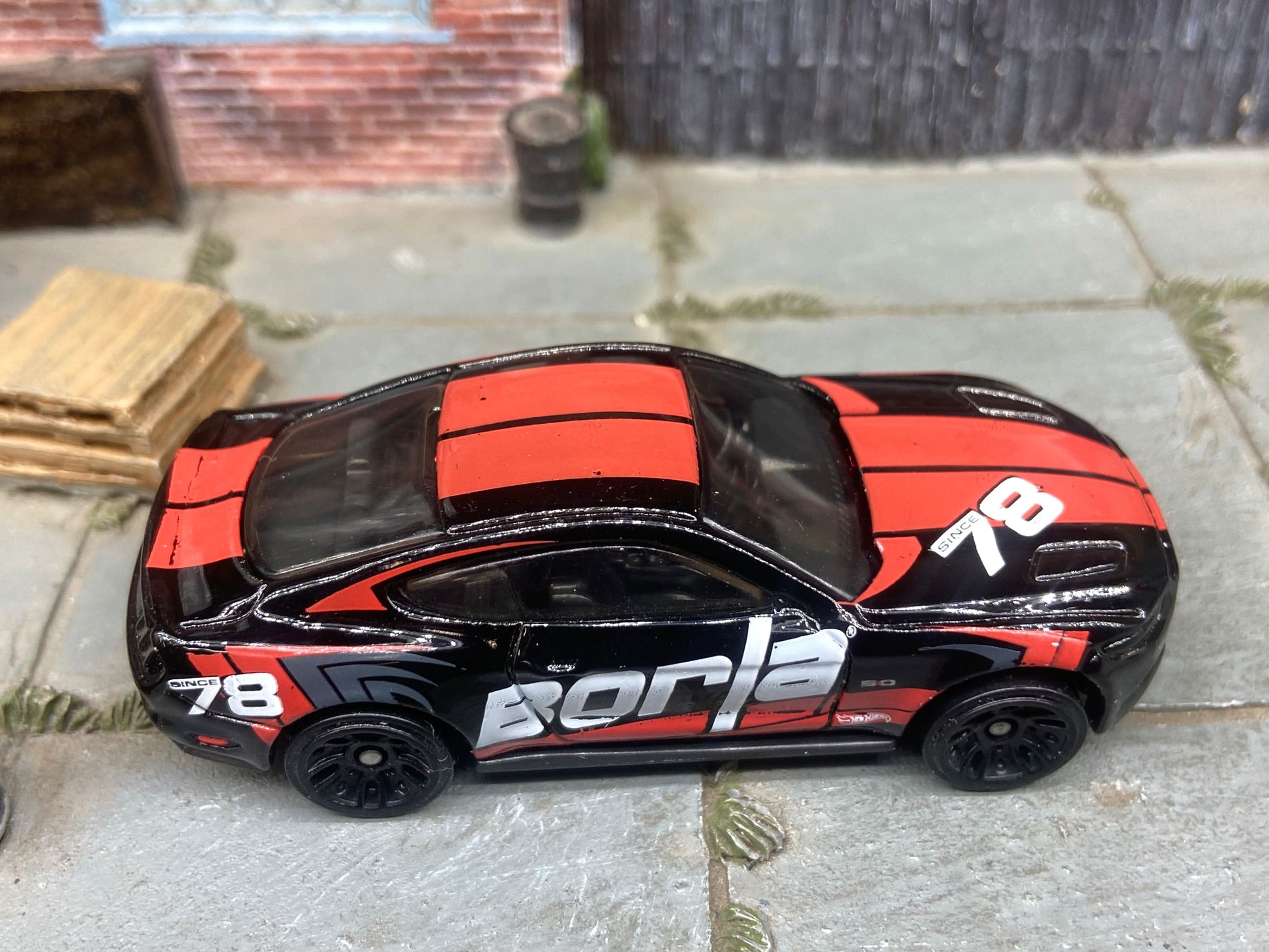 Loose Hot Wheels - 2018 Ford Mustang GT - Black and Red Borla Livery