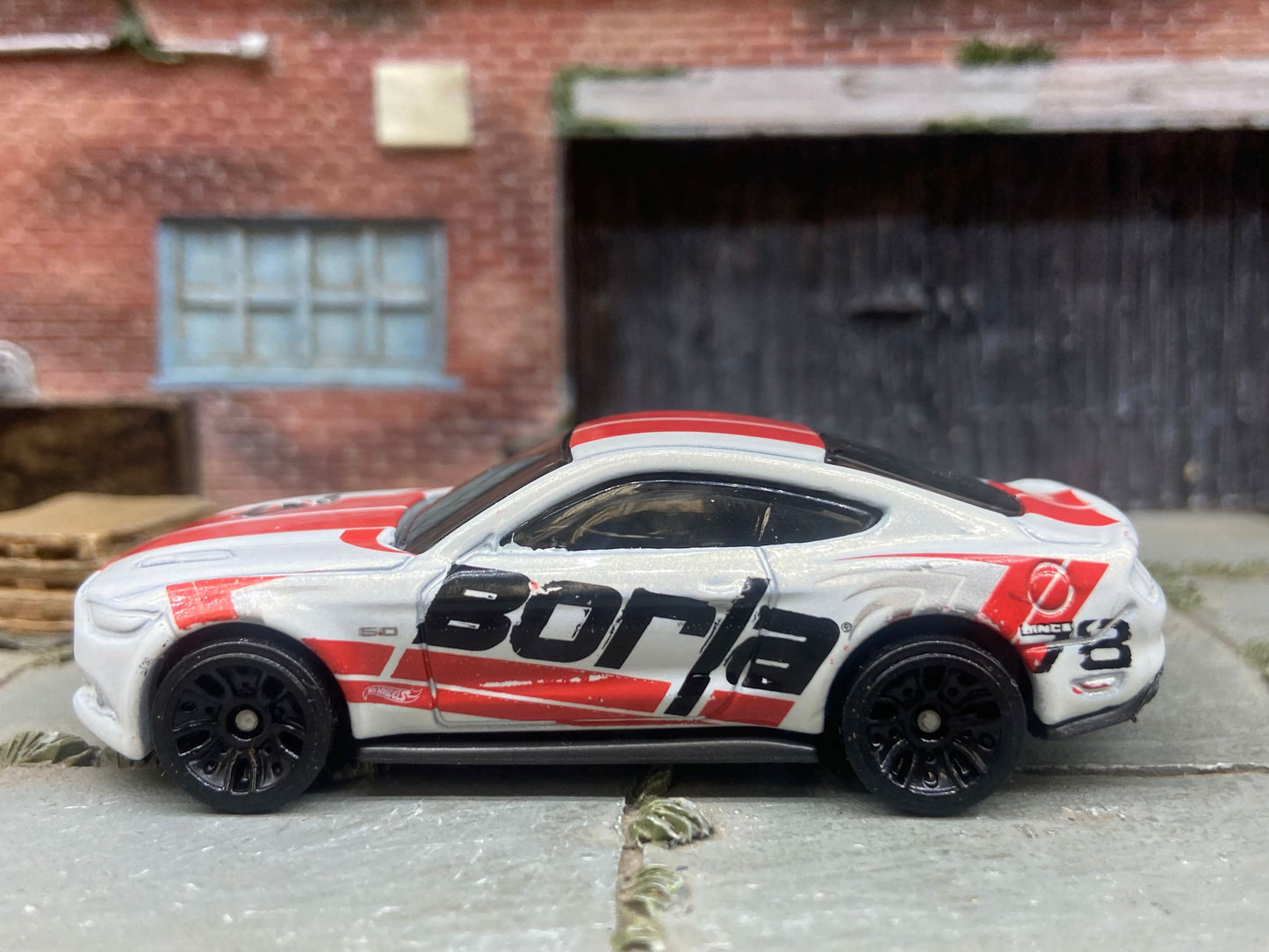 Loose Hot Wheels - 2018 Ford Mustang GT - White and Red Borla Livery
