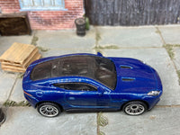 Matchbox 2015 Jaguare F-Type Coupe Blue loose diecast - side profile detail shot