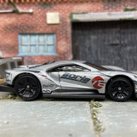 Loose Hot Wheels 2016 Ford GT Race Dressed in Borla Silver and Black Livery