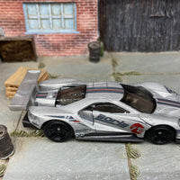 Loose Hot Wheels 2016 Ford GT Race Dressed in Borla Silver and Black Livery