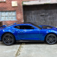 Loose Hot Wheels 2017 Chevy Camaro ZL1 Dressed in Blue and Black