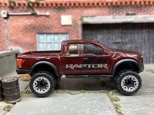 Loose Hot Wheels 2017 Ford F150 Raptor 4X4 Truck Dressed In Raptor Burgundy