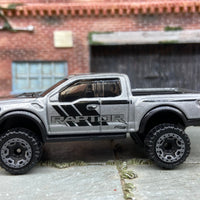 Loose Hot Wheels 2017 Ford F150 Raptor 4X4 Truck Dressed In Silver and Black Raptor Livery