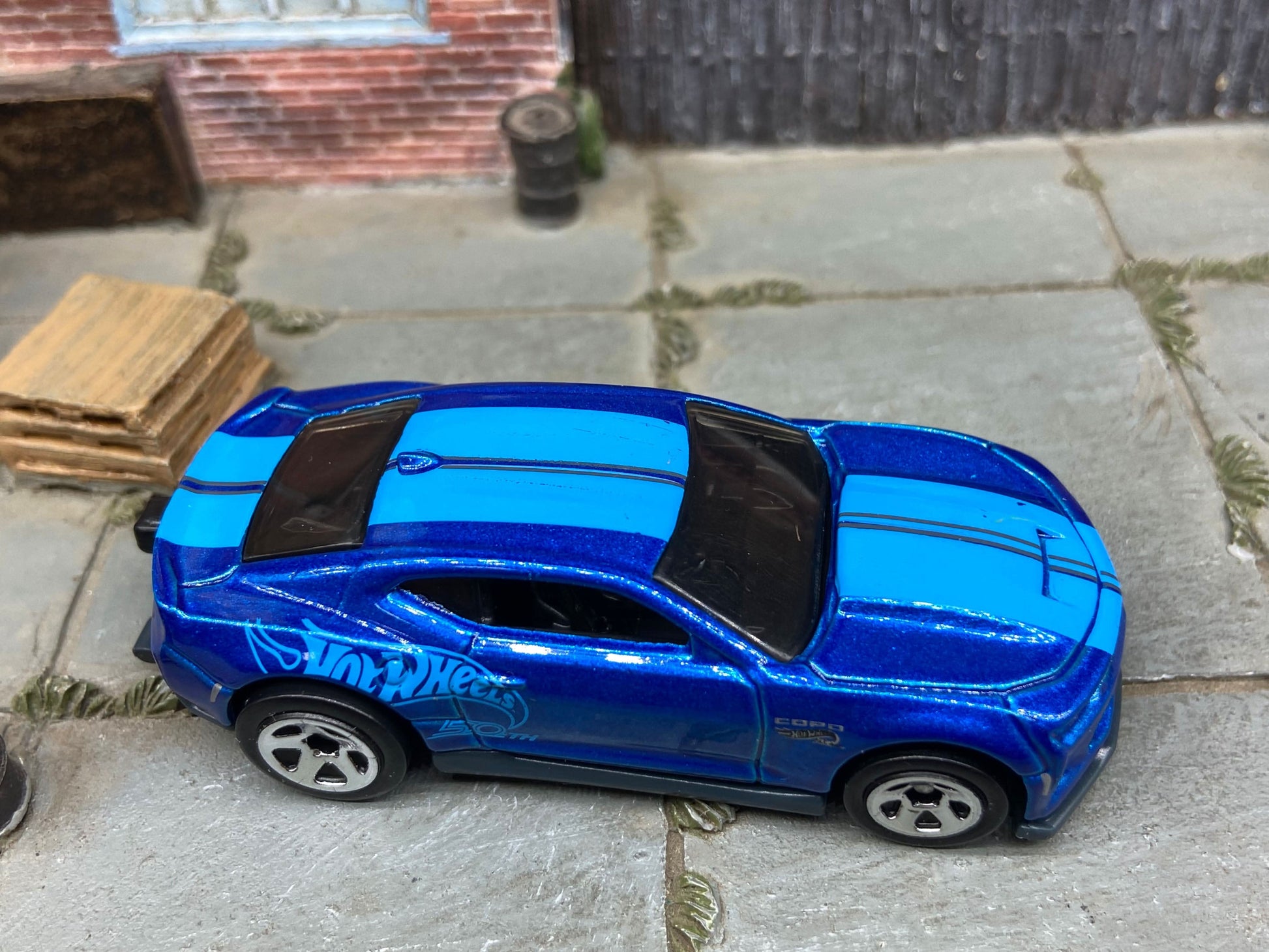 Loose Hot Wheels - 2018 Chevy Camaro COPO Drag Car - Blue with Blue Stripes