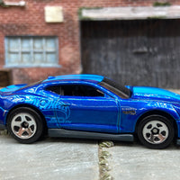 Loose Hot Wheels 2018 Chevy Camaro COPO Drag Car Dressed in Blue with Blue Stripes